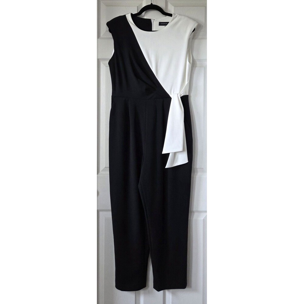 ANDREW MARC Black & White Colorblock One-Piece Jumpsuit Women's Size 10